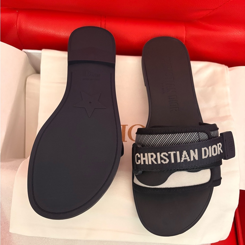 Dior Black and White Slide Sandals